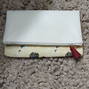 New Rachel Pally foldover red blue floral clutch purse10x12 open 10x6 1/2 folded